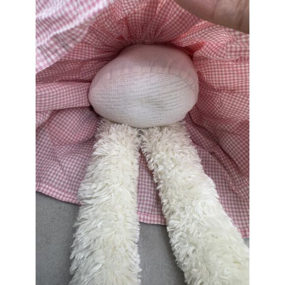 VTG Bunny Rabbit Plush Shelf Sitter 21" Pink Gingham Easter Decor Toy Cottagecor - Picture 6 of 10